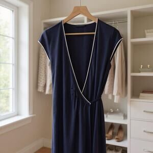 THE LIMITED Tipped Wrap Dress Black White Cap Sleeve Office Career Womens Small